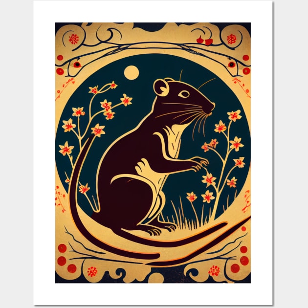 Chinese Zodiac Year Of The Rat Retro Wall Art by mcmtshirts